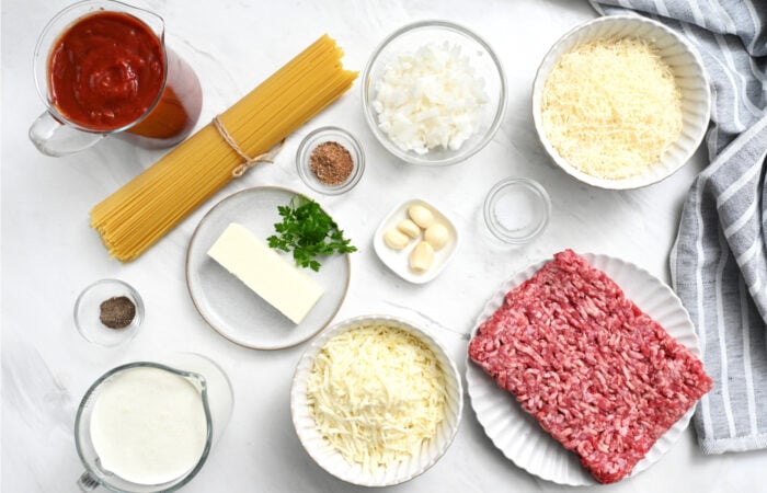 ingredients to make spaghetti alfredo recipe