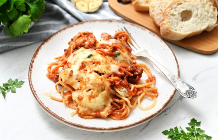 a serving of spaghetti with alfredo