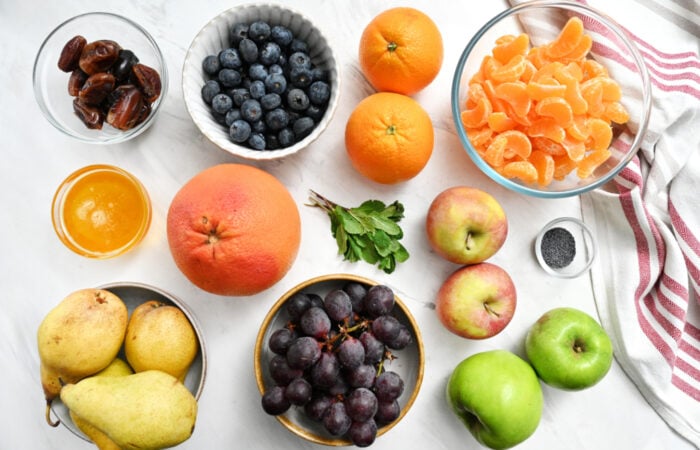 ingredients to make a Holiday Fruit Salad