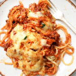 a serving of spaghetti with alfredo