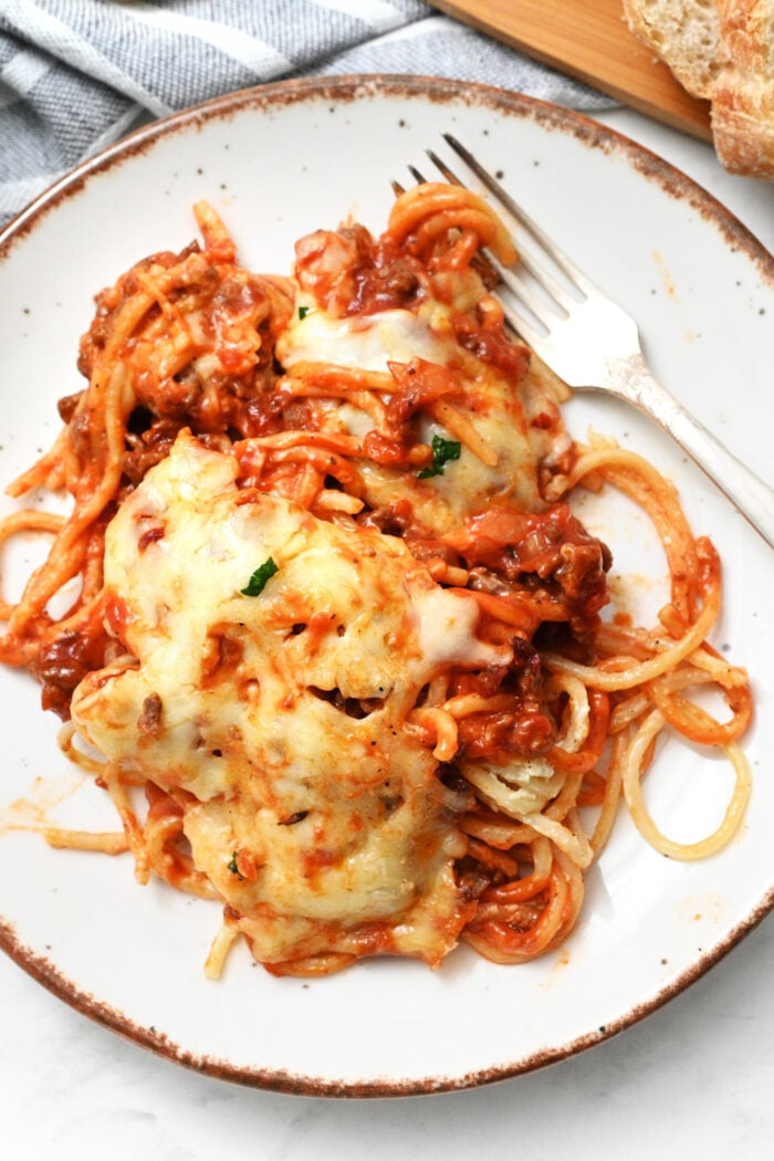 a serving of spaghetti with alfredo