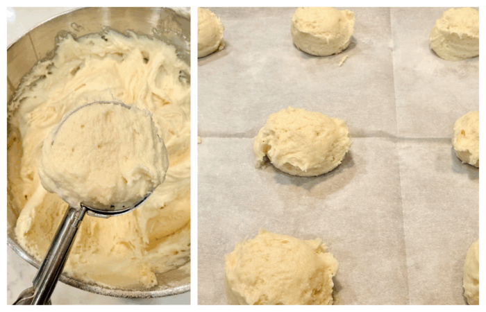 scooping the cookie dough