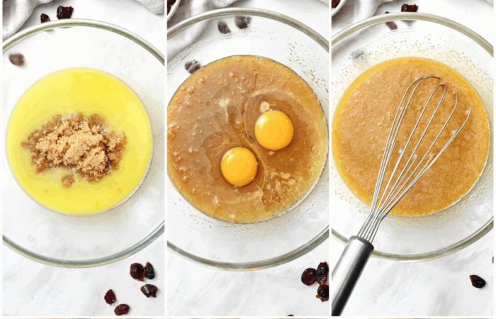 making batter with eggs and butter