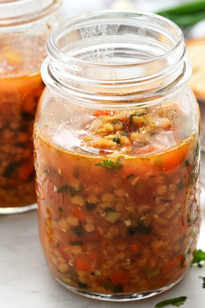a canning jar of soup