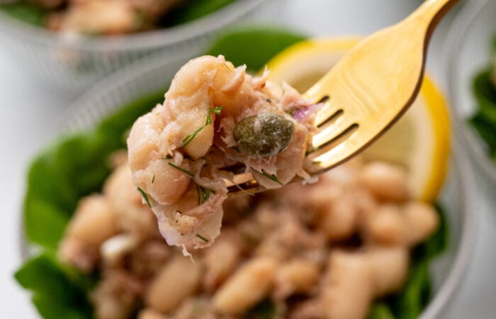 a bite of Tuna and Bean Salad