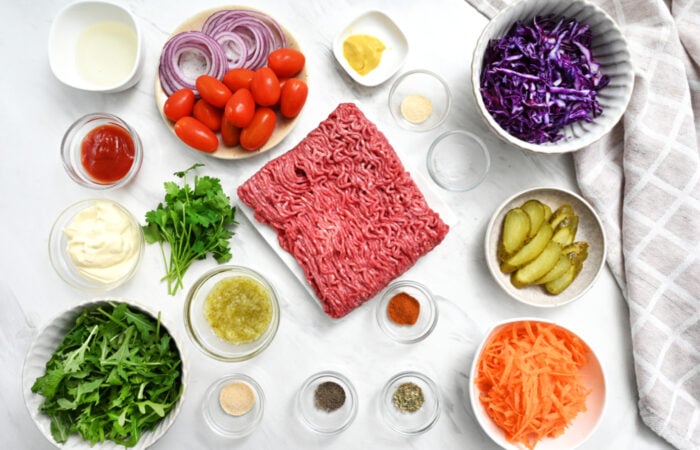 ingredients to make Burger Bowls Recipe