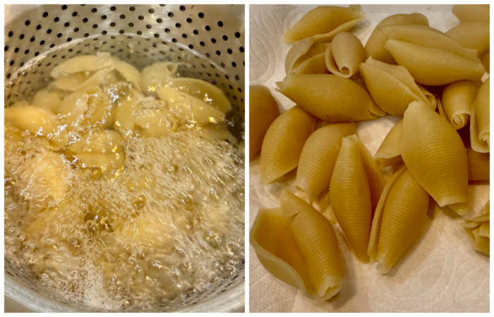 cooking pasta shells