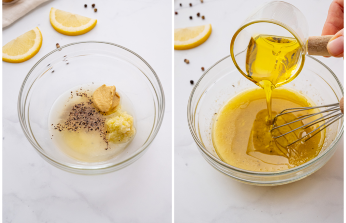 making dressing for tuna salad