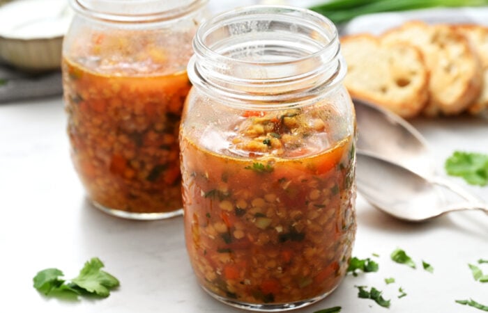 2 canning jars Lentil Soup (with bacon)