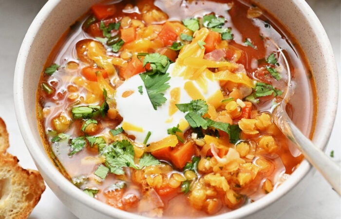 red lentil soup with bacon