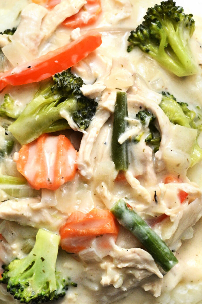 chix veggies on potatoes