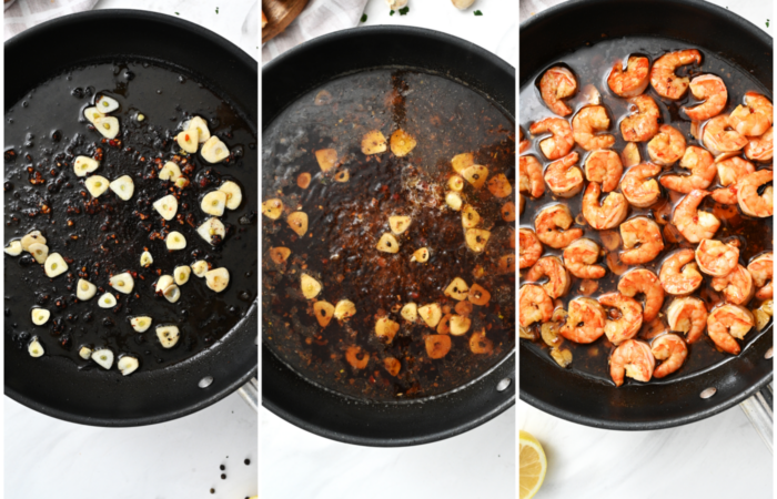 cooking the garlic for sauce