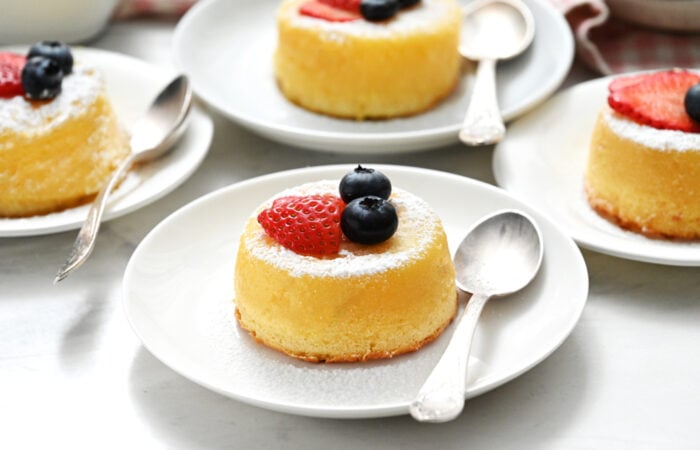 a lava cake with berries