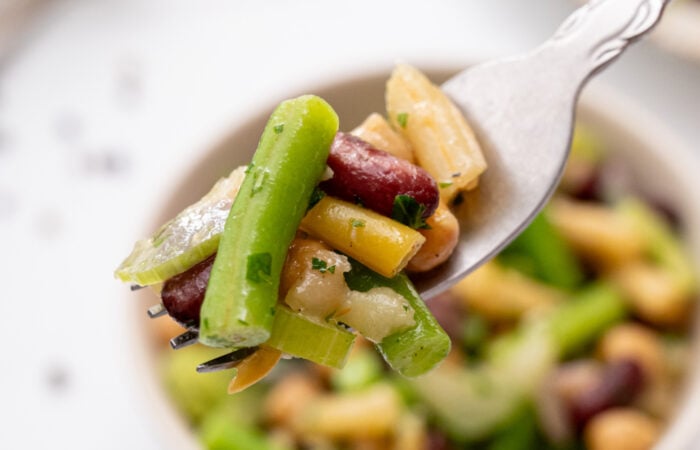 a bite of bean salad