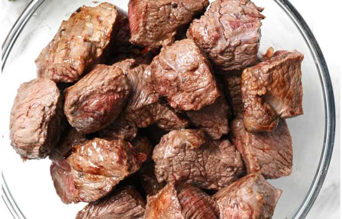 cooked beef cubes