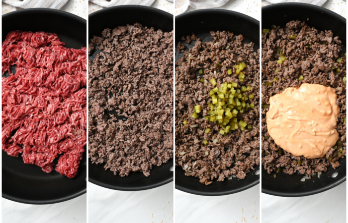 preparing sloppy joe meat