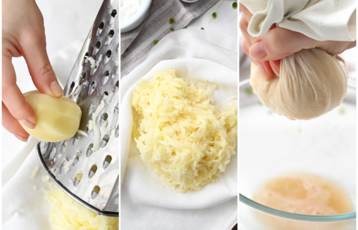 grating cooked potatoes