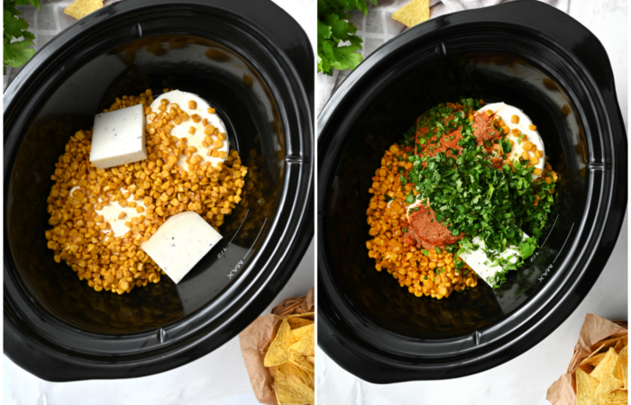 making a Crock Pot Street Corn Dip recipe