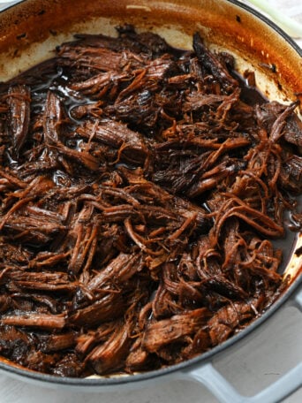 Dutch Oven Pot Roast cooked and shredded