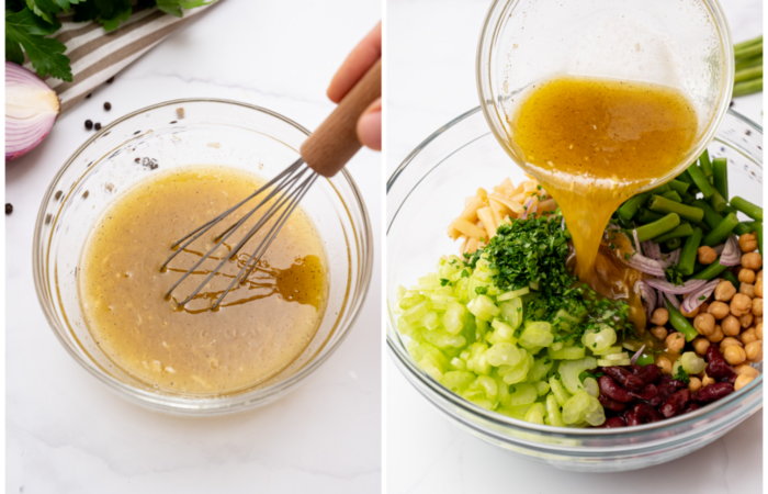 mixing a light salad dressing