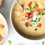 a bowl of Irish soup with potatoes