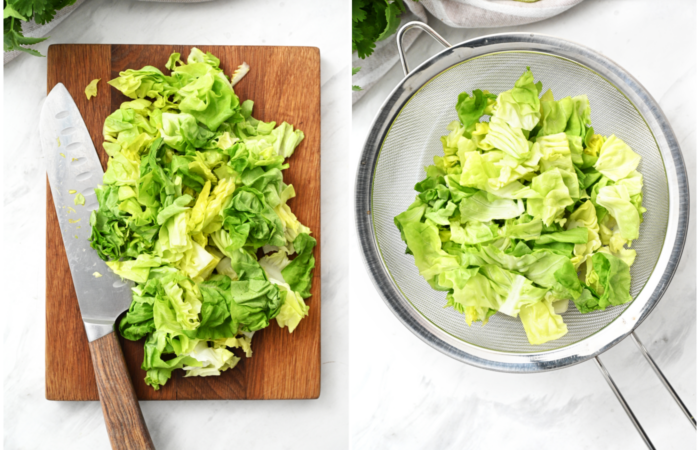 chopping butter crunch lettuce