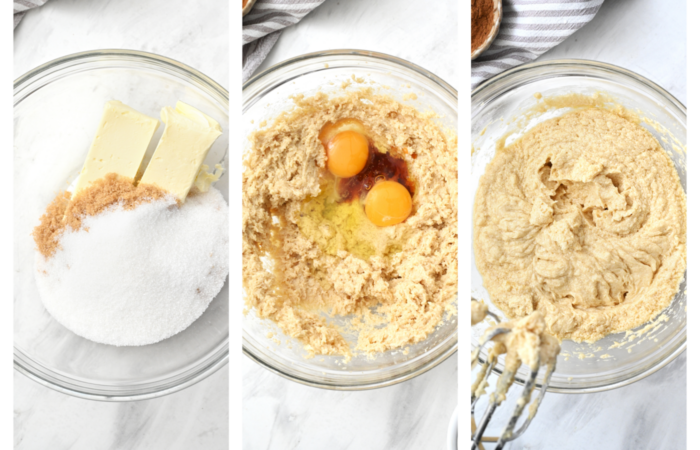 mixing up carrot cake batter with eggs