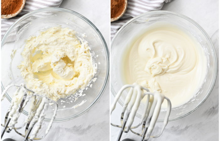 whipping the cream cheese frosting