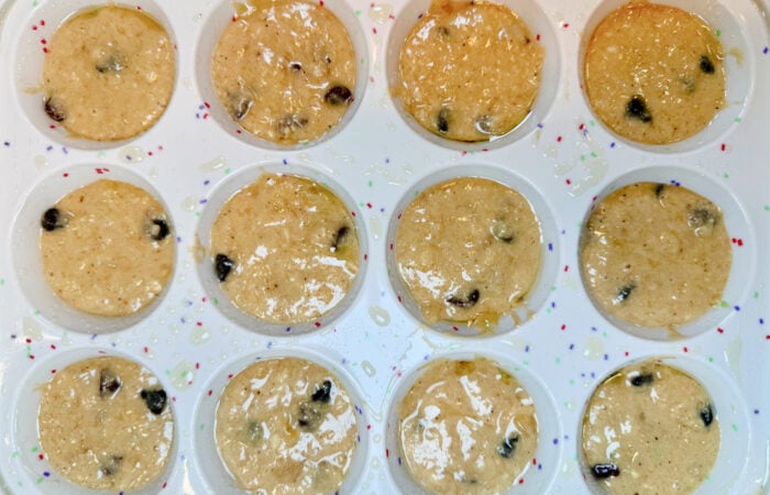 banana bread batter into muffins