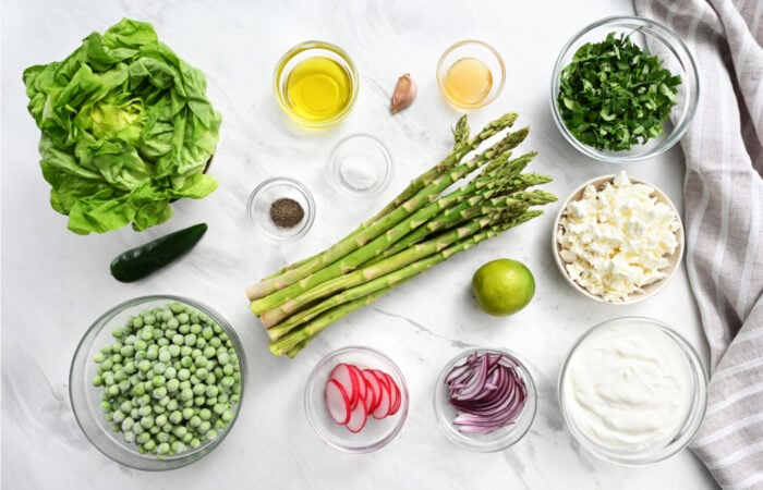 ingredients to make Pea and Asparagus Salad