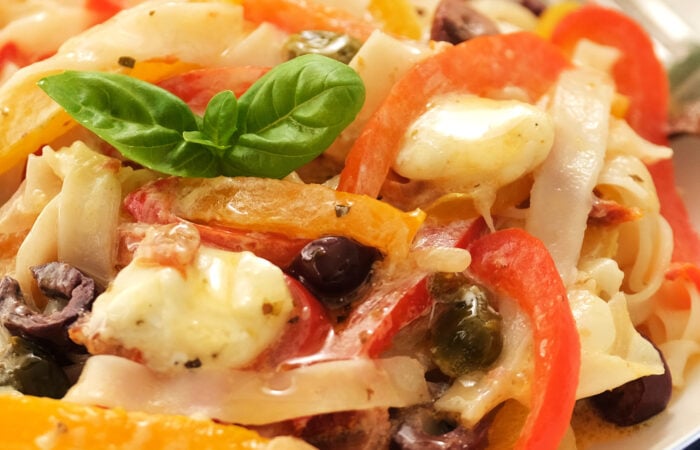 cheesy Italian Drunken Noodles recipe