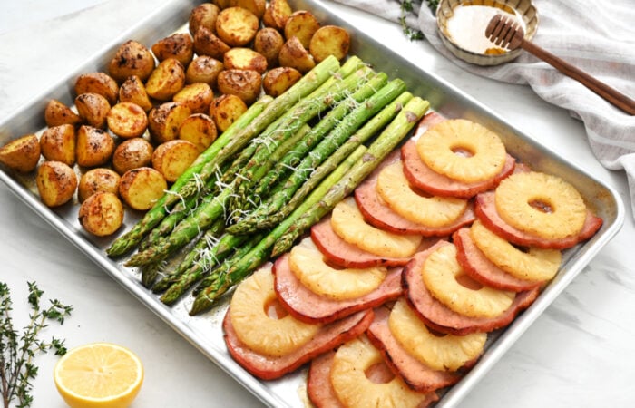 sheet pan dinner with ham