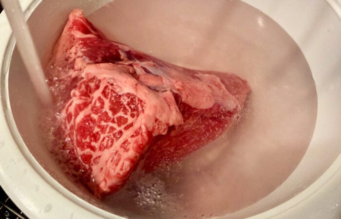 soaking Wagyu Corned Beef