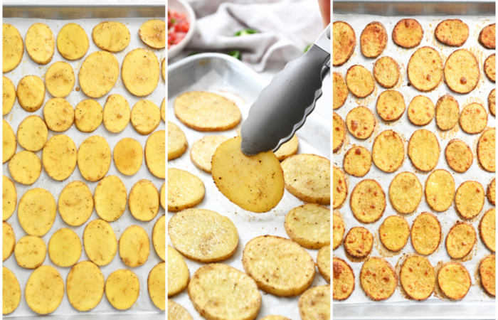 baking potatoes and flipping over