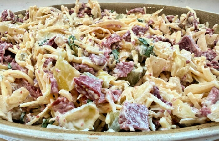 Reuben Dip mixture before baked