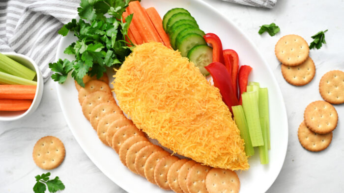 a cheese ball shaped in carrot