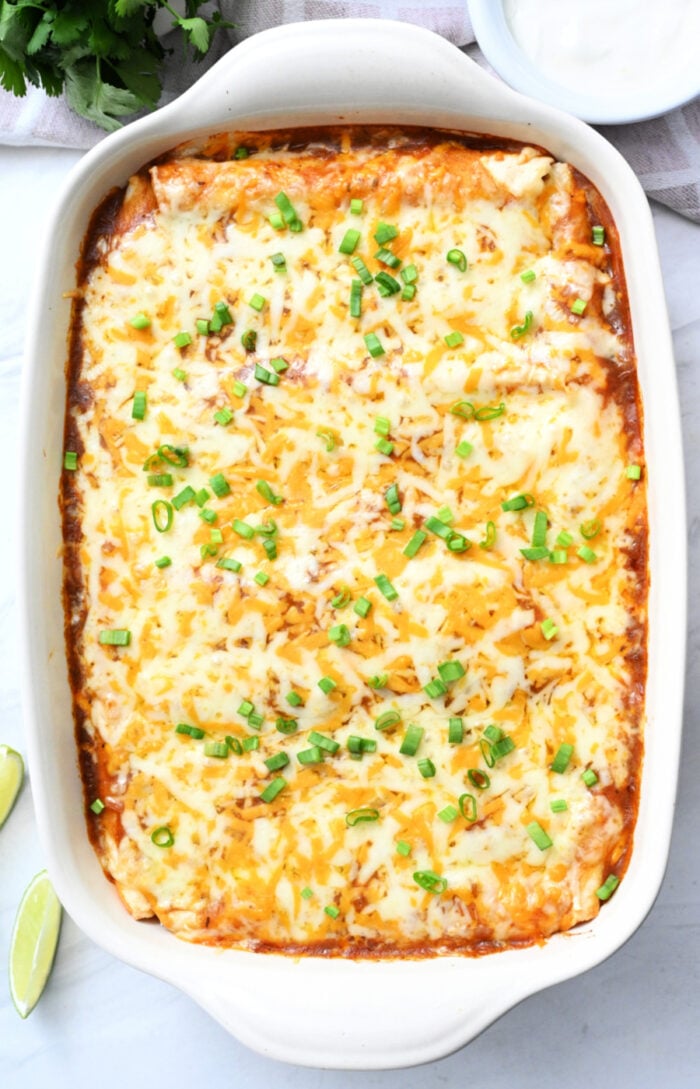 9x13 of cheesy enchilada bake