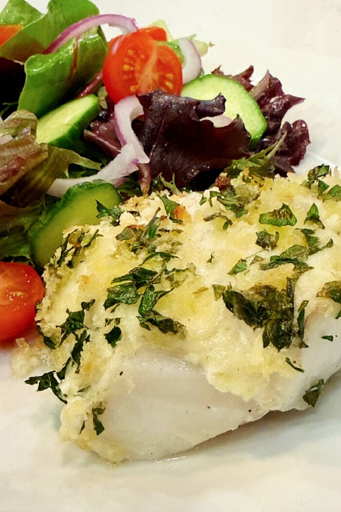 fresh piece of Panko Crusted Cod (with Mayo)