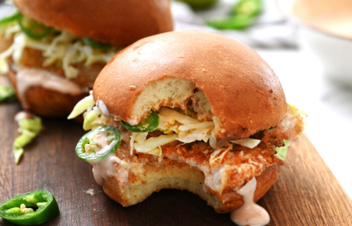 a bite of fish burger