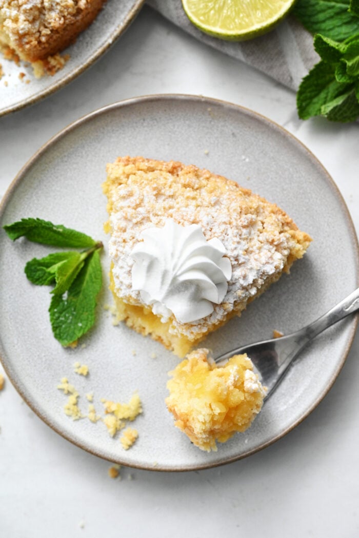 fork bite of spring lime curd cake