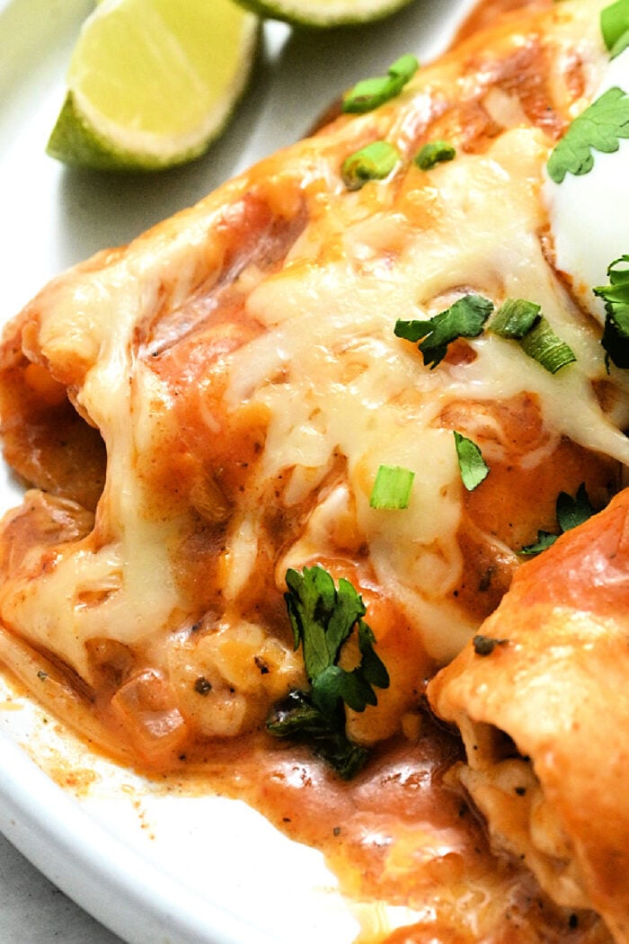 cheese enchilada with red sauce
