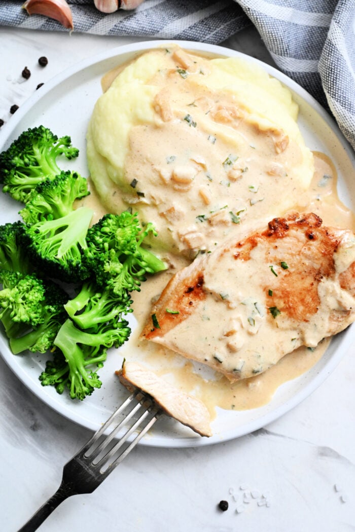 Boursin Chicken on plate with potatoes