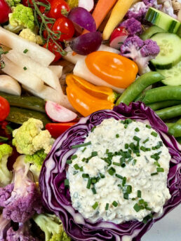 cabbage bowl of cottage cheese dip