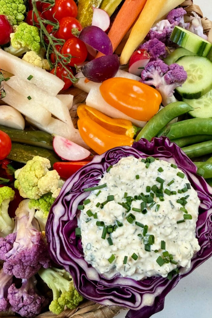 cabbage bowl of cottage cheese dip