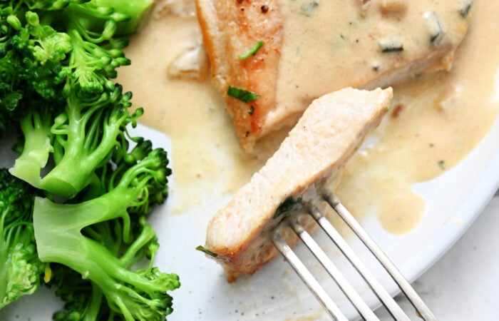 a bite of chicken breast