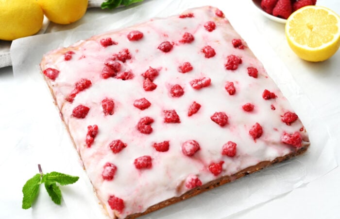 Raspberry Lemon Bar before being cut into squares