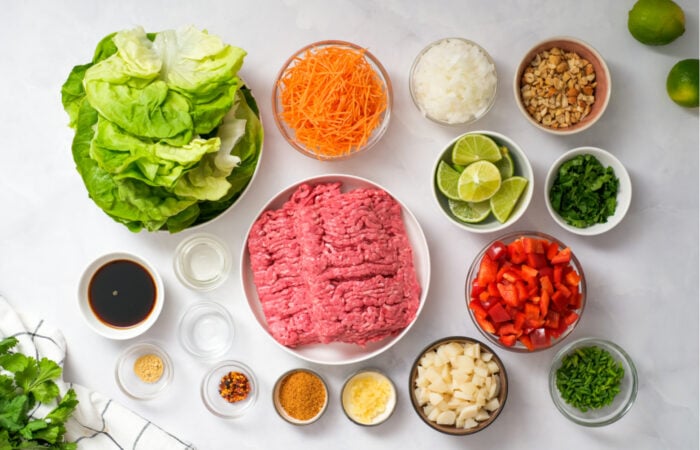 ingredients to make Ground Beef Lettuce Wraps