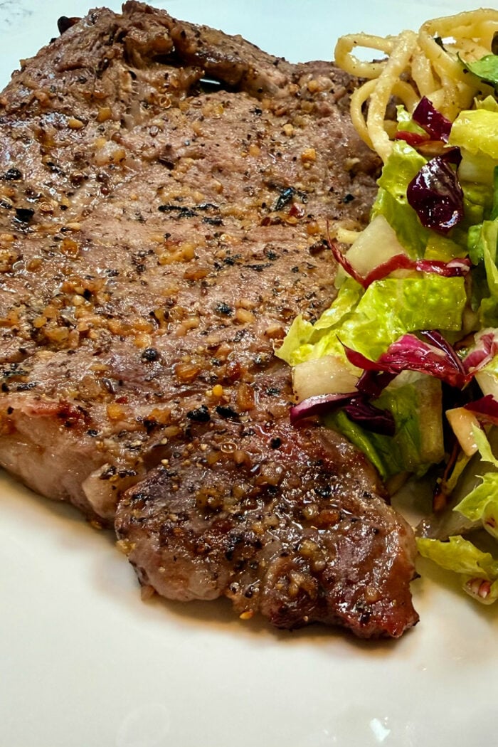 a beautiful smoked, grilled steak