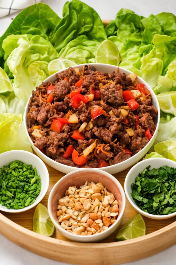 Ground Beef Lettuce Wraps topping