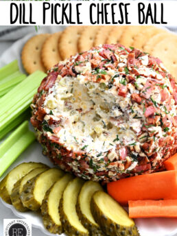 taking a bite of pickle cheese ball